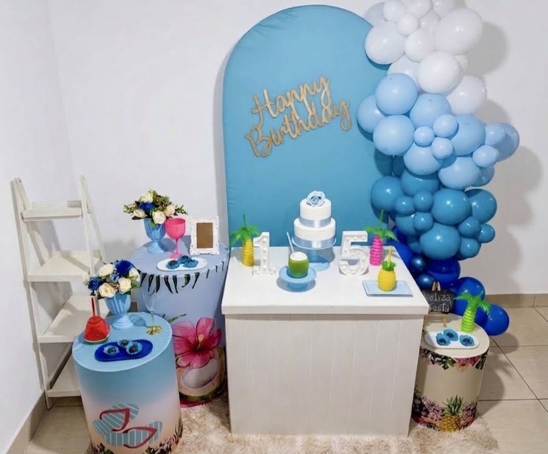 Kit Luxo 15 Anos Azul Piscina Verão - Realiza Festa