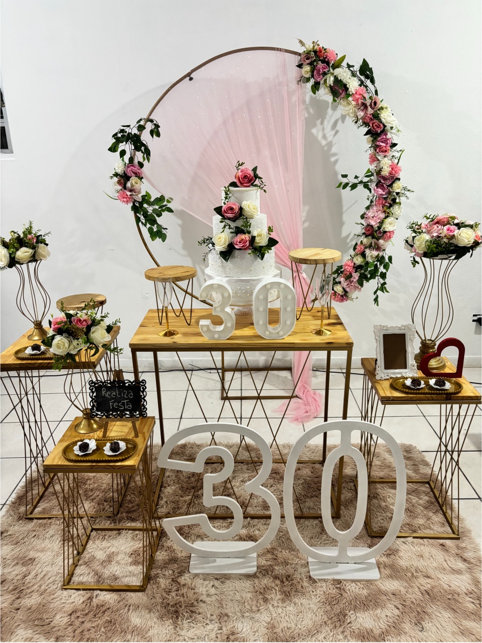 Kit Luxo Adulto Feminino Rosa Com Tecido Rosa - Realiza Festa
