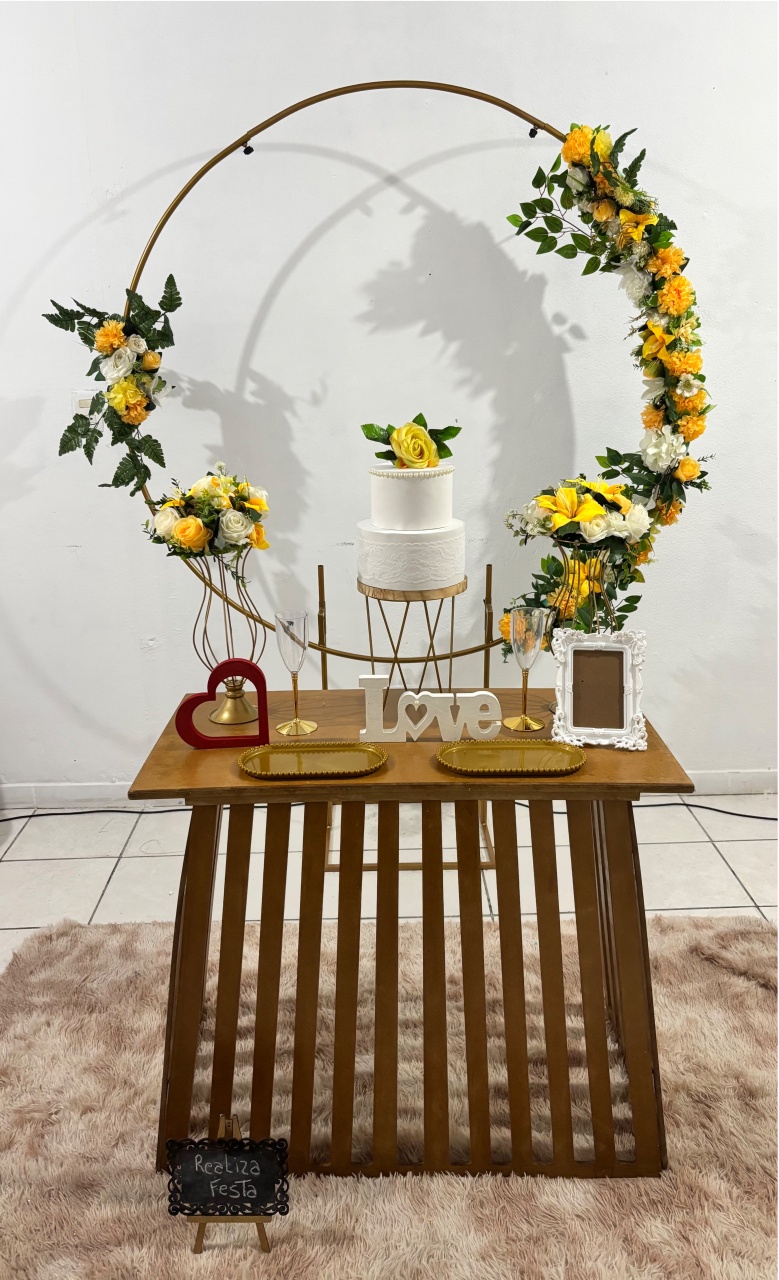 Kit Festa Casamento Rústico Amarelo Sem Tecido - Realiza Festa