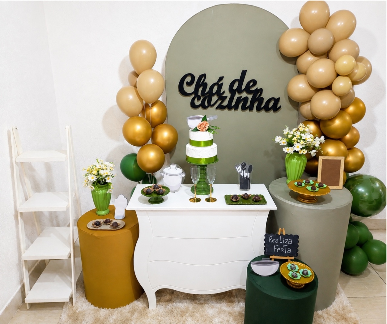 Kit Luxo Chá de Cozinha Verde Oliva - Realiza Festa