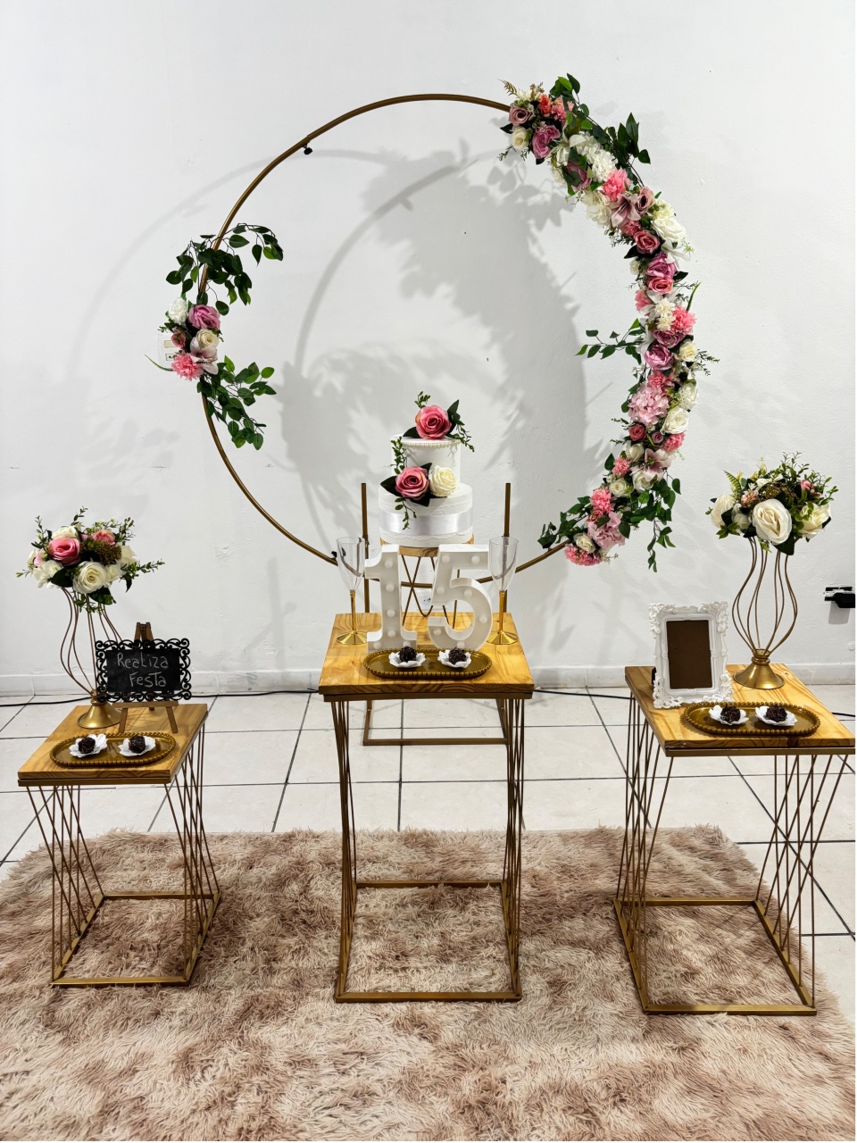 Kit Festa 15 Anos Arco Rosa - Realiza Festa