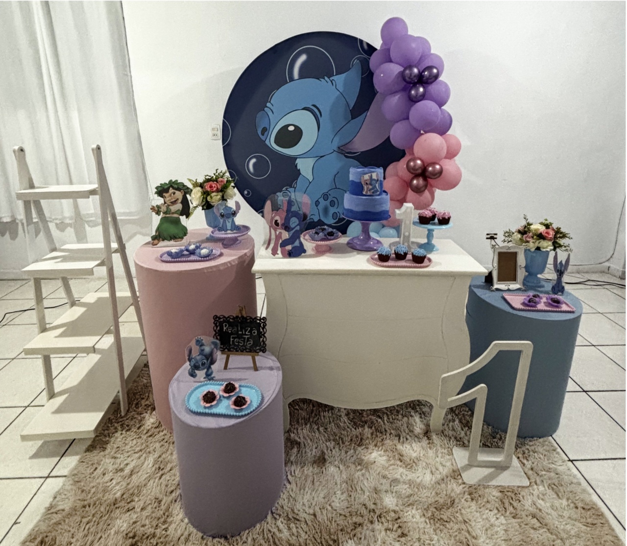 Kit Luxo Infantil Feminino - Stitch Redondo - Realiza Festa