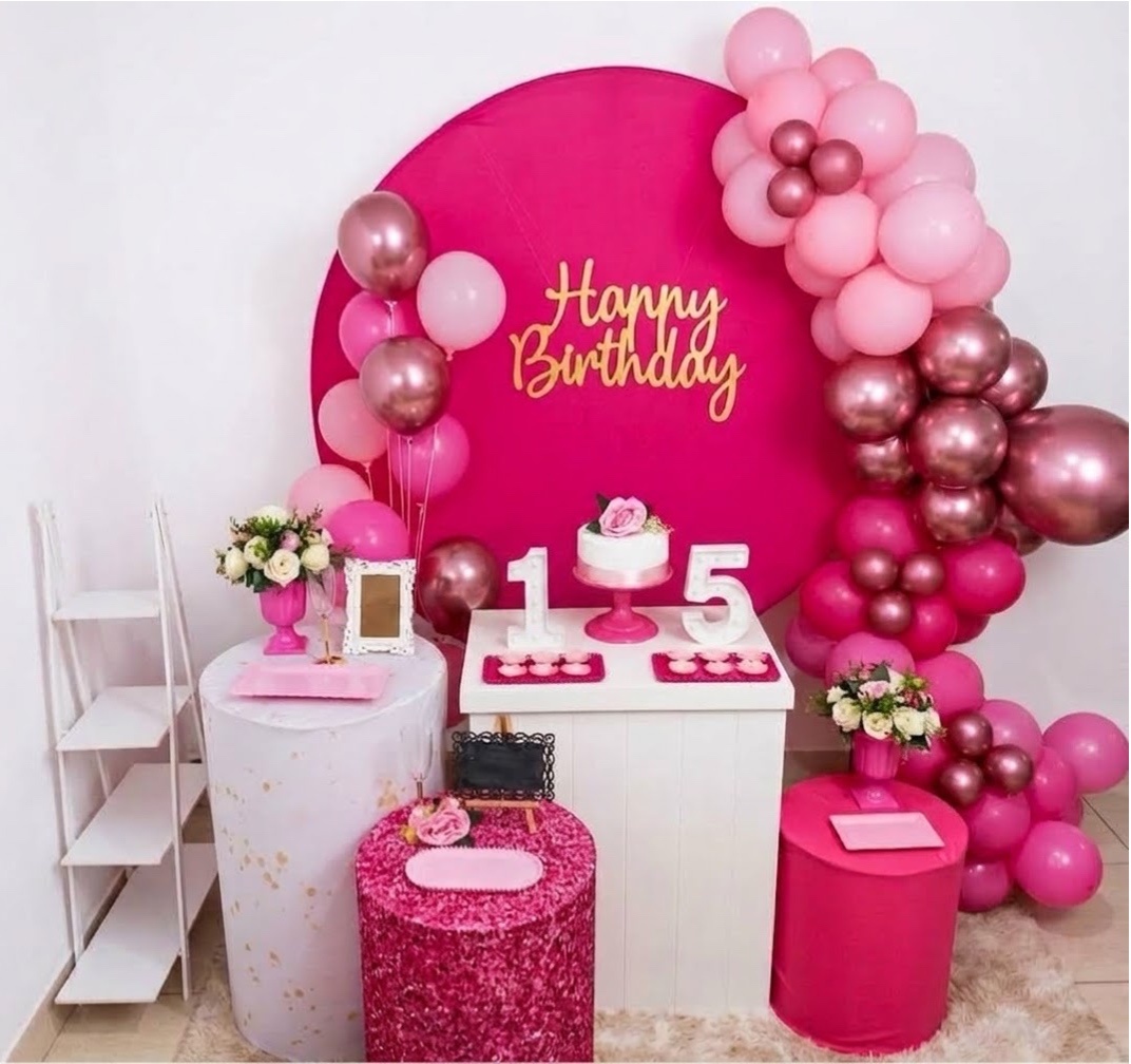 Kit Luxo 15 Anos Pink (Painel Redondo) - Realiza Festa
