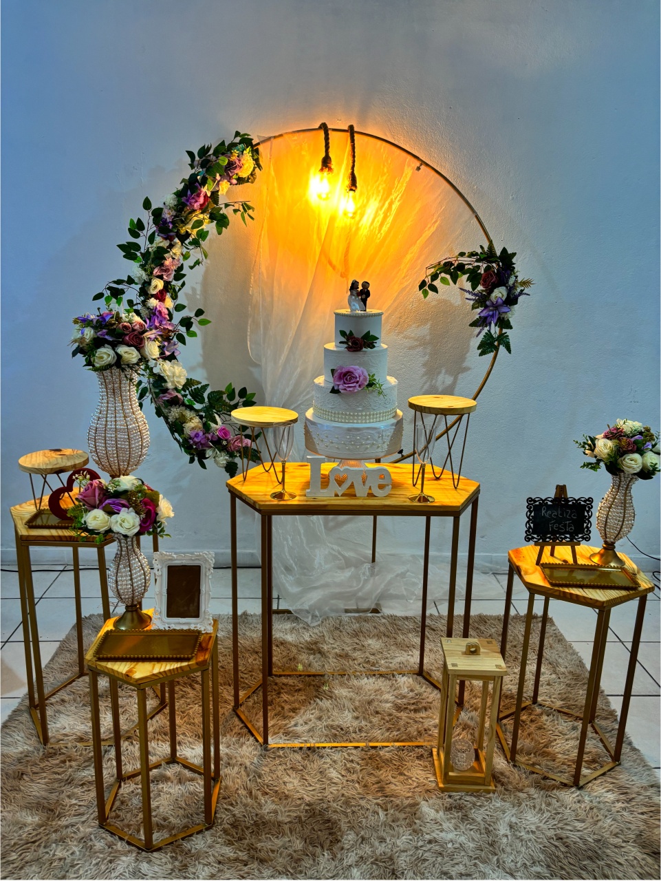 Kit Premium Casamento Lilás Tecido Branco - Realiza Festa