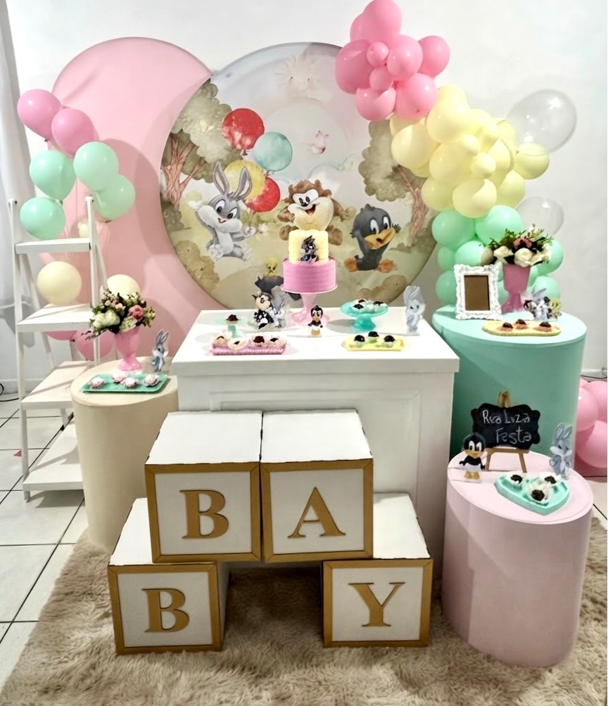 Kit Premium Chá de Bebê Baby Looney Tunes Para Menina Ii - Realiza Festa