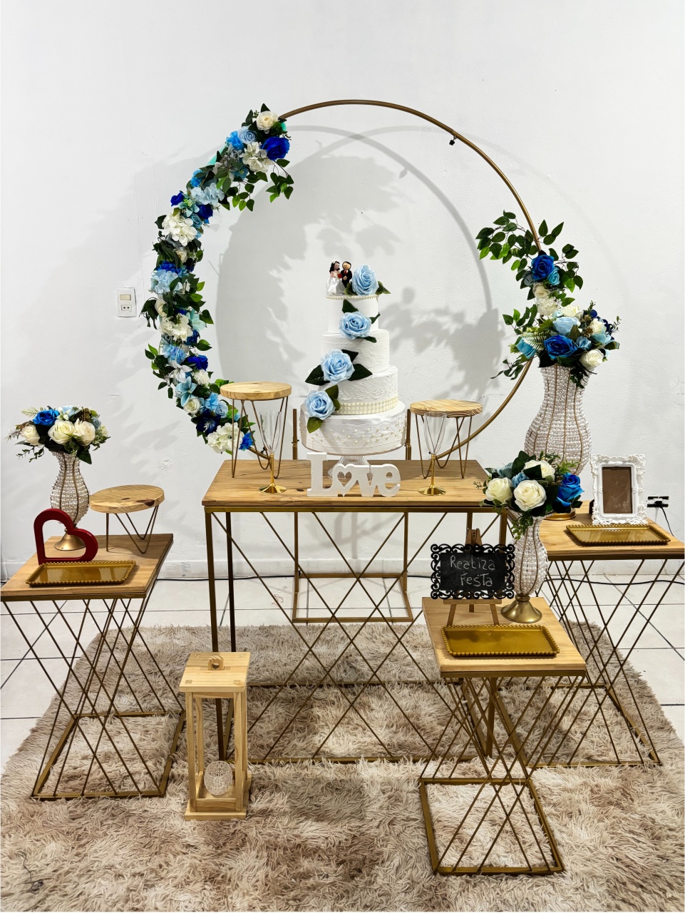 Kit Luxo Casamento - Arco Azul Sem Tecido - Realiza Festa