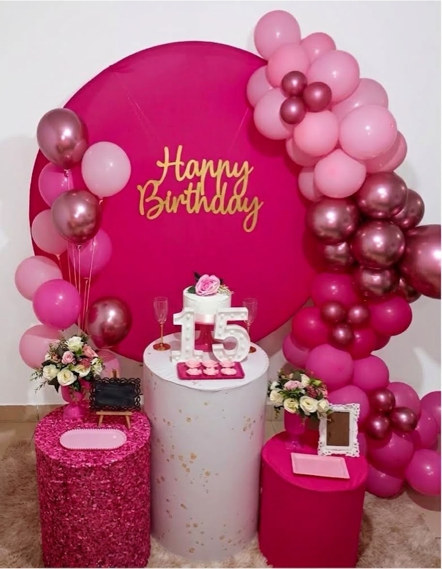 Kit Festa 15 Anos Pink (Painel Redondo) - Realiza Festa