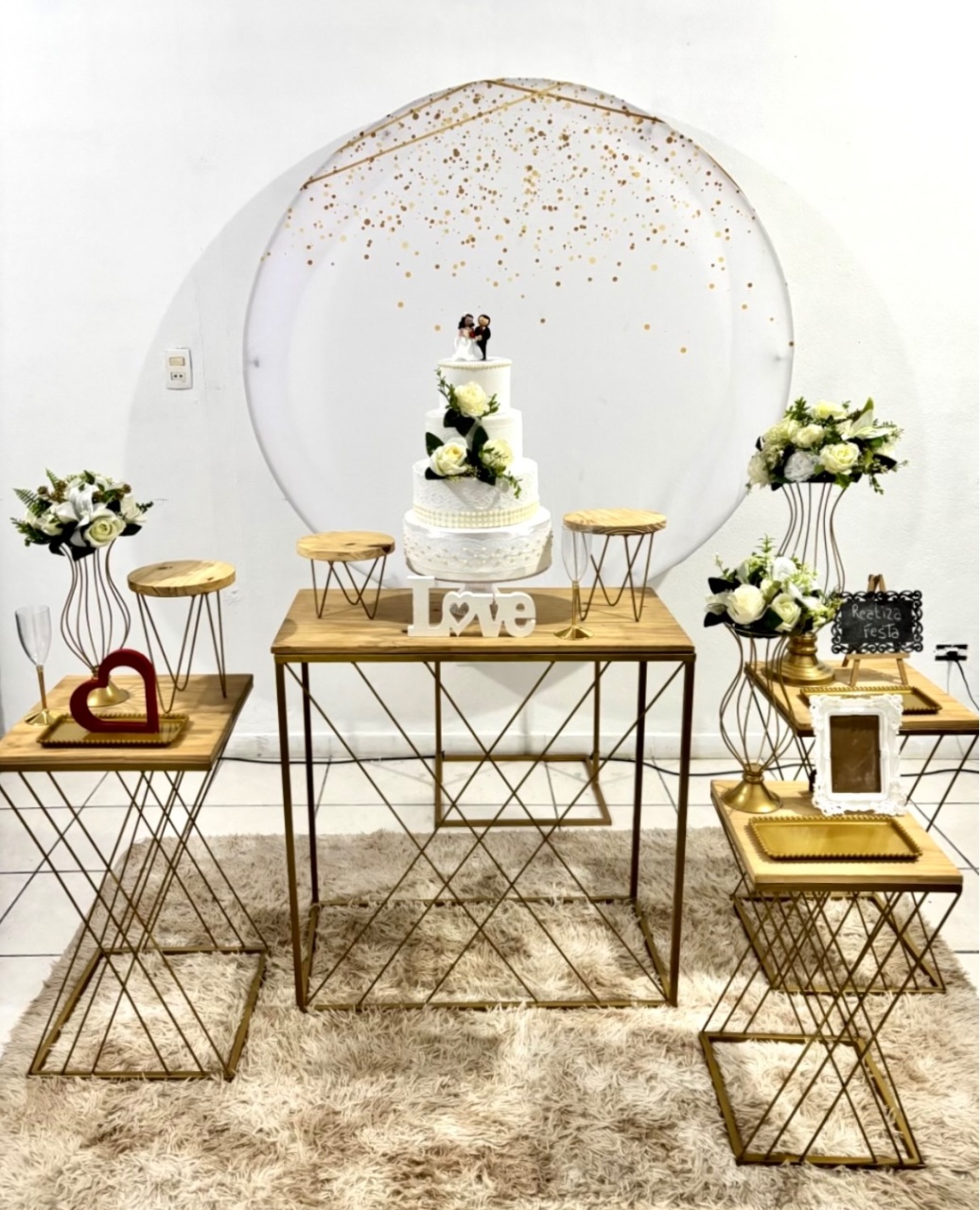 Kit Luxo Casamento Capa Casamento Glitter Branco - Realiza Festa