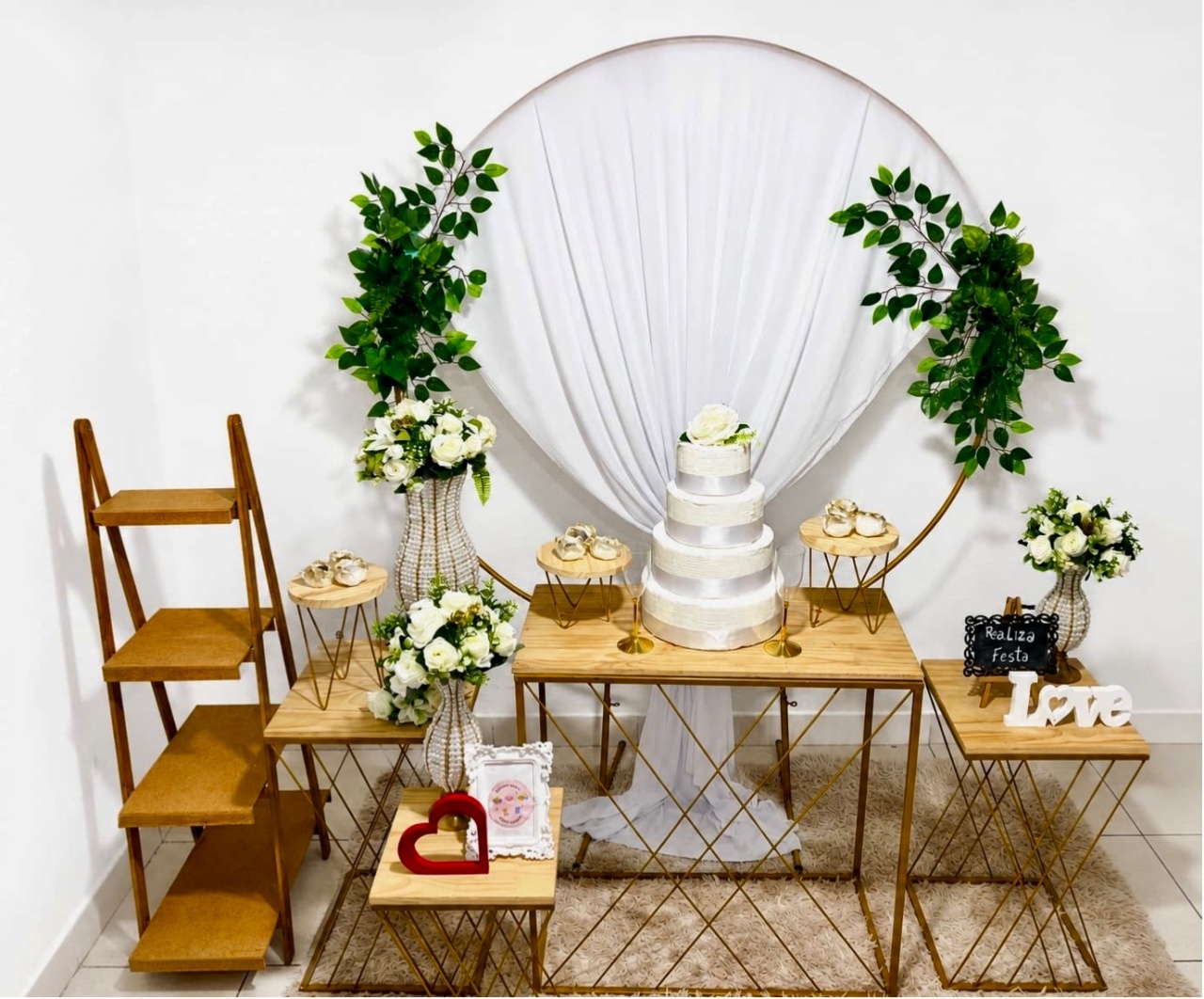 Kit Luxo Casamento Com Folhagem Com Escadinha - Realiza Festa
