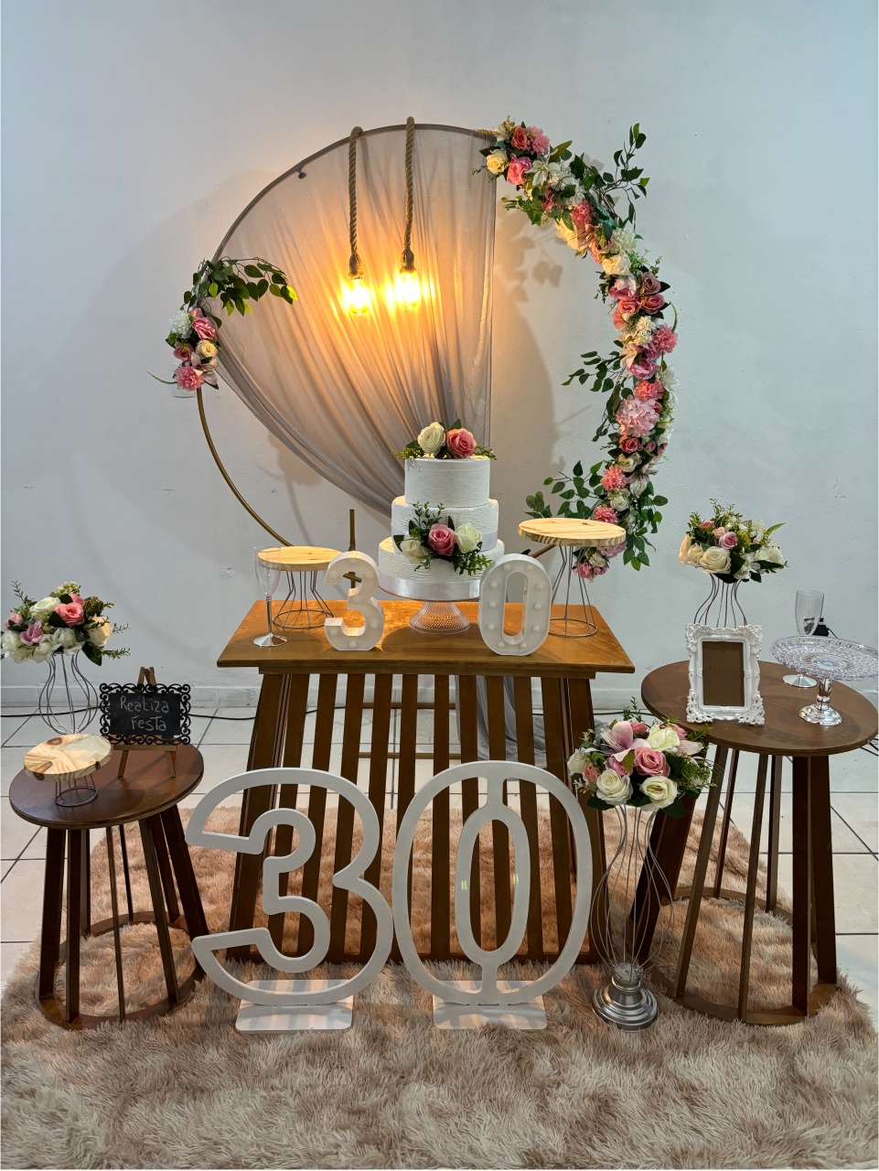 Kit Premium Adulto Feminino Rosa Com Prata Rústico - Realiza Festa