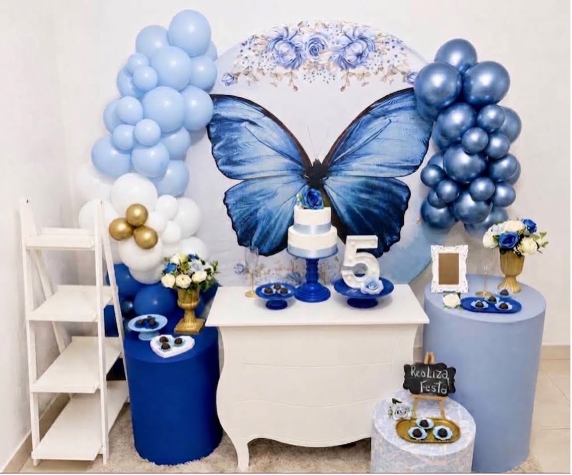 Kit Luxo Aniversário Infantil Borboleta Azul - Realiza Festa