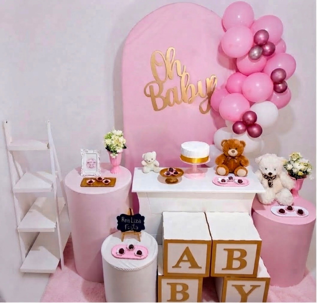 Kit Luxo Chá de Bebê Oh Baby Rosa - Realiza Festa