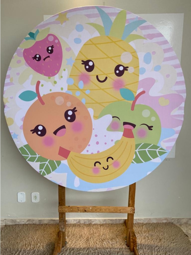 Tecido Painel Redondo 1,5M- Frutinhas - LÊ FESTAS LOCAÇÃO DE 