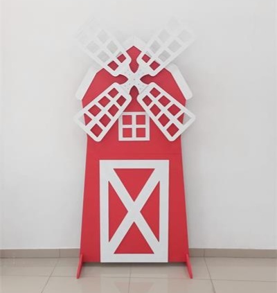 Moinho Decorativo Vermelho 40Cm - LÊ FESTAS LOCAÇÃO DE 