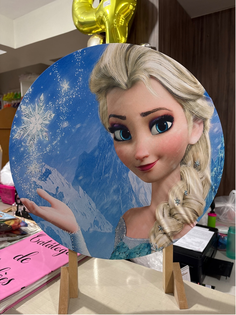 Tecido Painel Redondo 50Cm - Elsa Frozen - LÊ FESTAS LOCAÇÃO DE 