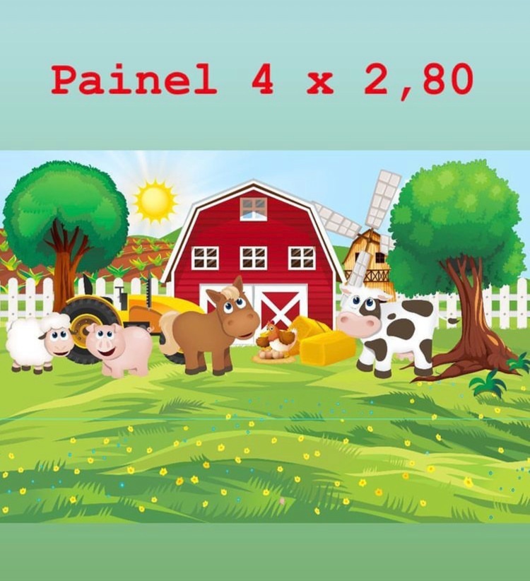 Tecido Painel 4X2,80- Fazendinha - LÊ FESTAS LOCAÇÃO DE 