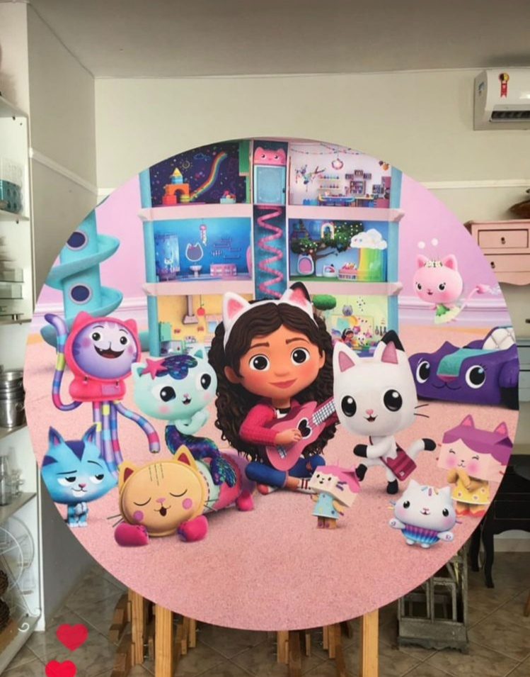 Tecido Painel Redondo 1,5M - A Casa Magica da Gabby - LÊ FESTAS LOCAÇÃO DE 