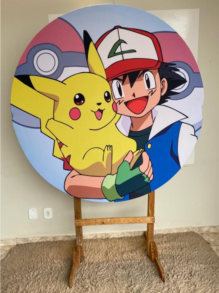 Tecido Painel Redondo 1,5M- Pokemon - LÊ FESTAS LOCAÇÃO DE 