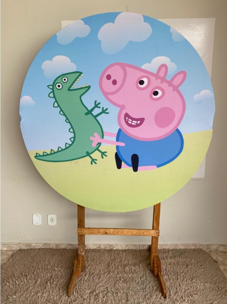 Tecido Painel Redondo 1,5M-George Pig - LÊ FESTAS LOCAÇÃO DE 