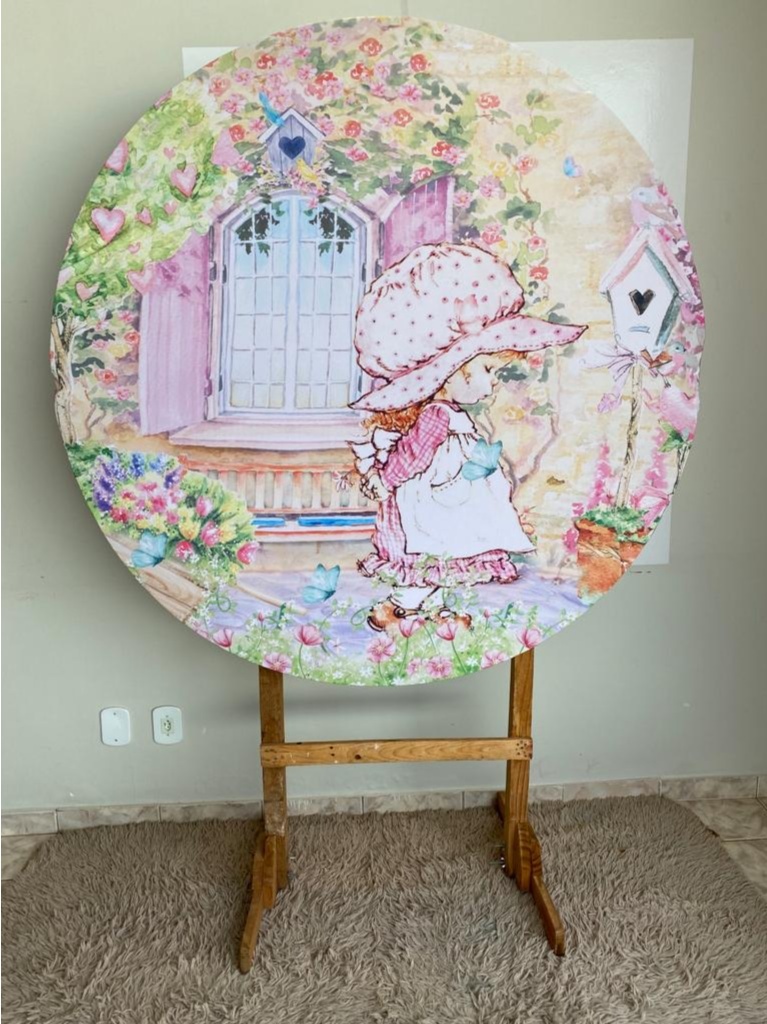 Tecido Painel Redondo 1,5M-Boneca Papel de Carta - LÊ FESTAS LOCAÇÃO DE 