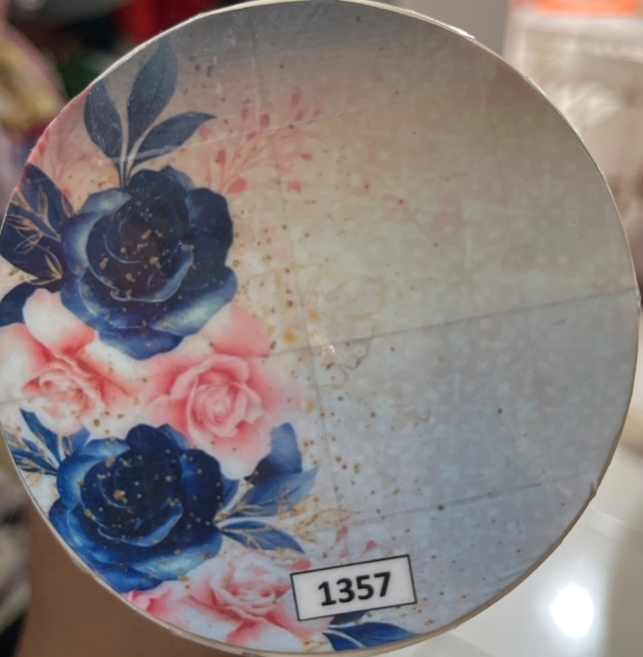 Tecido Painel Redondo 1,5M Flores Azul/Rosa - LÊ FESTAS LOCAÇÃO DE 