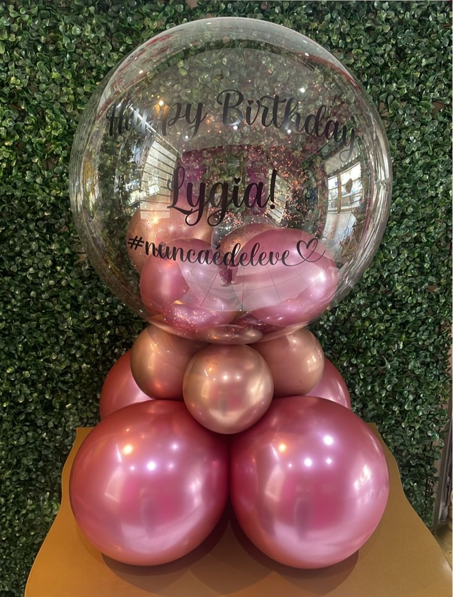 Balão Bolha da Vareta|Bolha de 18" Com Brilho Ou Balãos Dentro - LÊ FESTAS LOCAÇÃO DE 