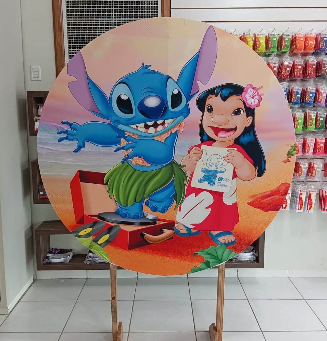 Tecido Painel Redondo 1,5M- Lilo E Stitch - LÊ FESTAS LOCAÇÃO DE 