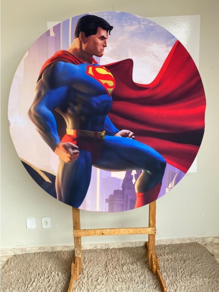 Tecido Painel Redondo 1,5M- Super Man - LÊ FESTAS LOCAÇÃO DE 