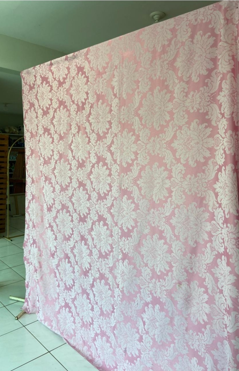 Tecido Painel 5,50M- Jacquard Rosa - LÊ FESTAS LOCAÇÃO DE 
