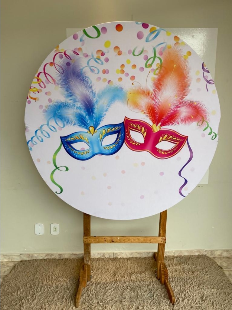Tecido Painel Redondo 1,5M- Mascara de Carnaval - LÊ FESTAS LOCAÇÃO DE 