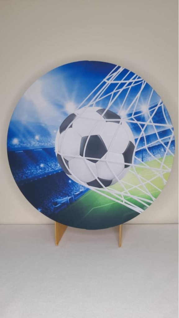 Tecido Painel Redondo 50Cm- Futuro Bola Na Rede - LÊ FESTAS LOCAÇÃO DE 