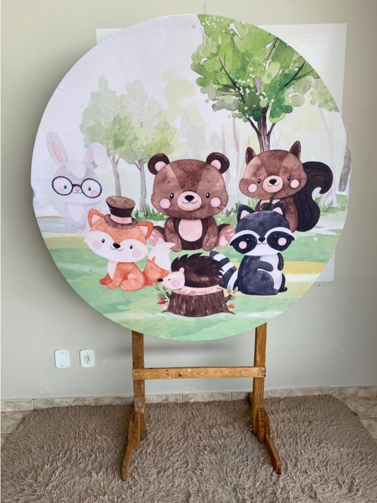 Tecido Painel Redondo 1,5M -Floresta Masculino - LÊ FESTAS LOCAÇÃO DE 