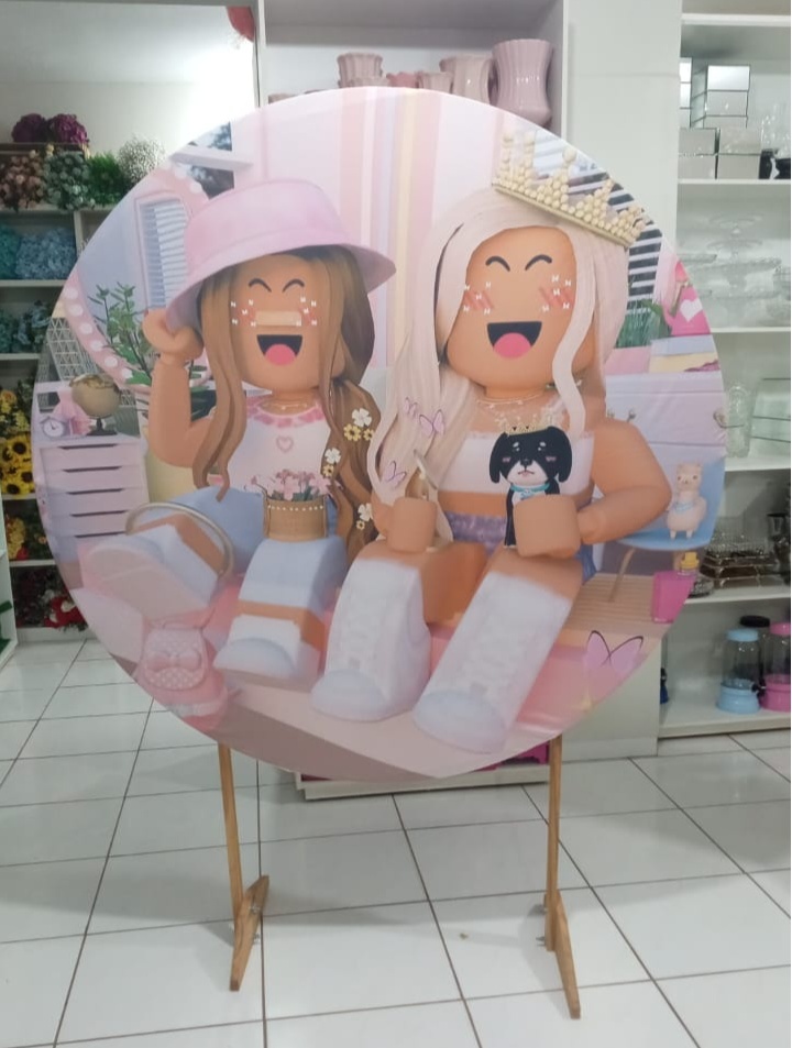 Tecido Painel Redondo 1,5M- Roblox Rosa - LÊ FESTAS LOCAÇÃO DE 