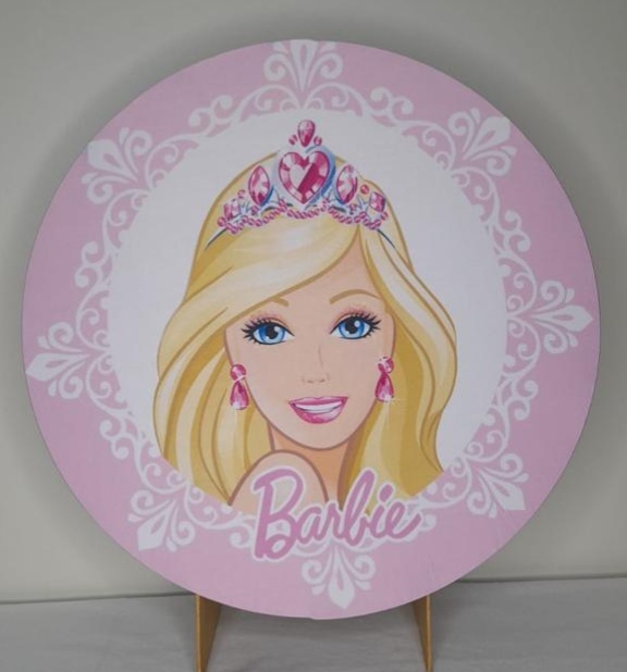 Tecido Painel Redondo 50Cm - Barbie - LÊ FESTAS LOCAÇÃO DE 