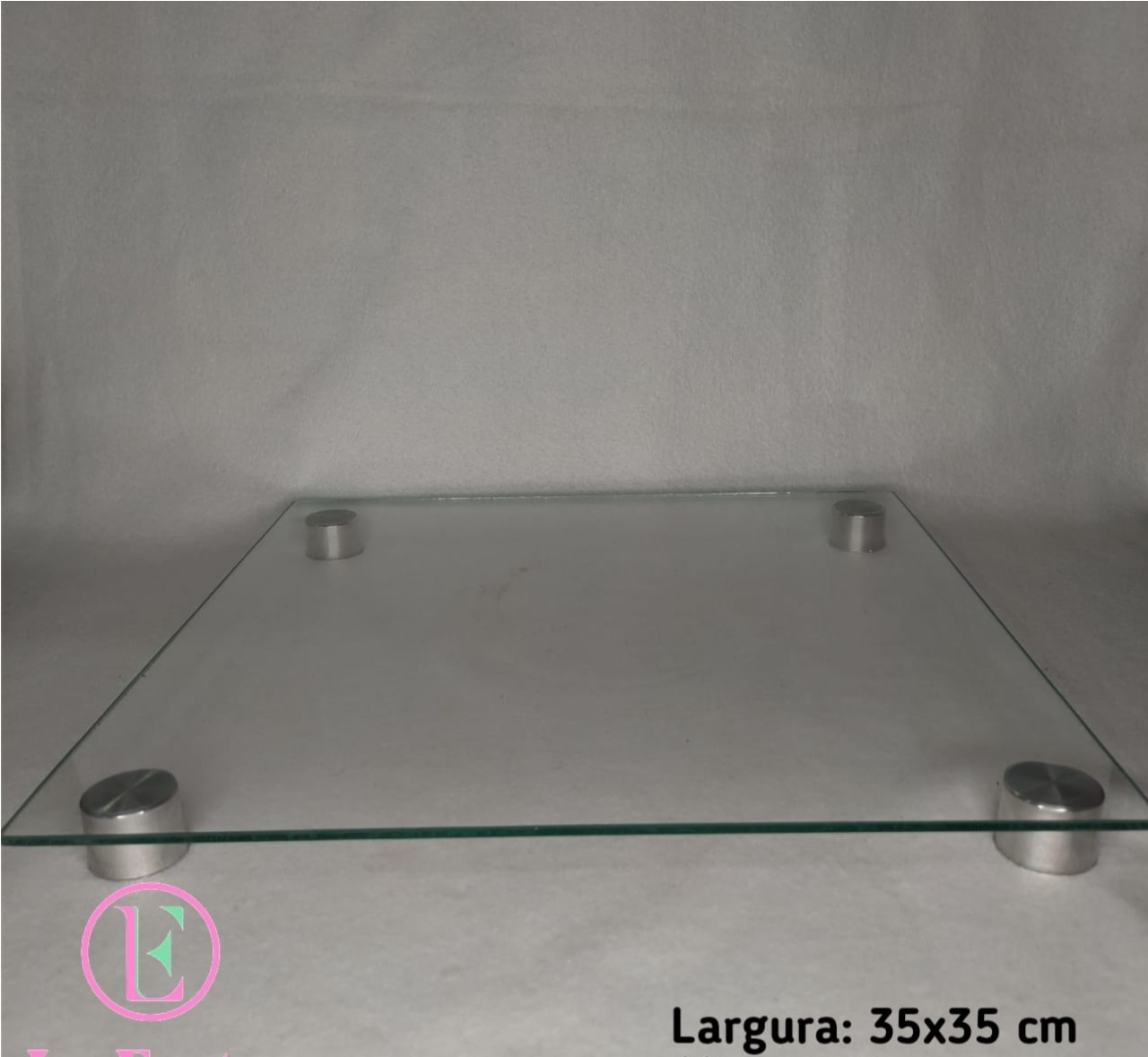 Bandeja Vidro Quadrada Baixa 35X35X3-Vp205 - LÊ FESTAS LOCAÇÃO DE 