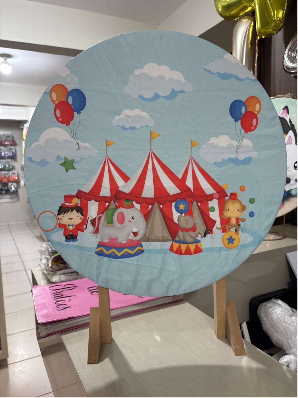 Tecido Painel Redondo 50 Cm Circo - LÊ FESTAS LOCAÇÃO DE 