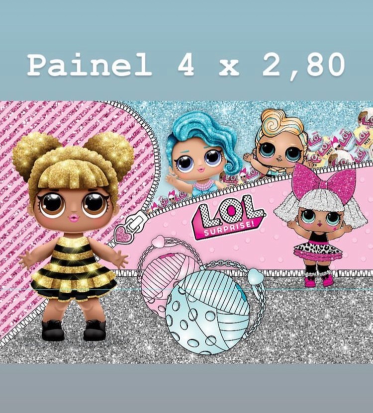 Tecido Painel 4X2,80- Boneca Lol - LÊ FESTAS LOCAÇÃO DE 