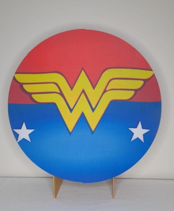 Tecido Painel Redondo 50Cm- Mulher Maravilha - LÊ FESTAS LOCAÇÃO DE 