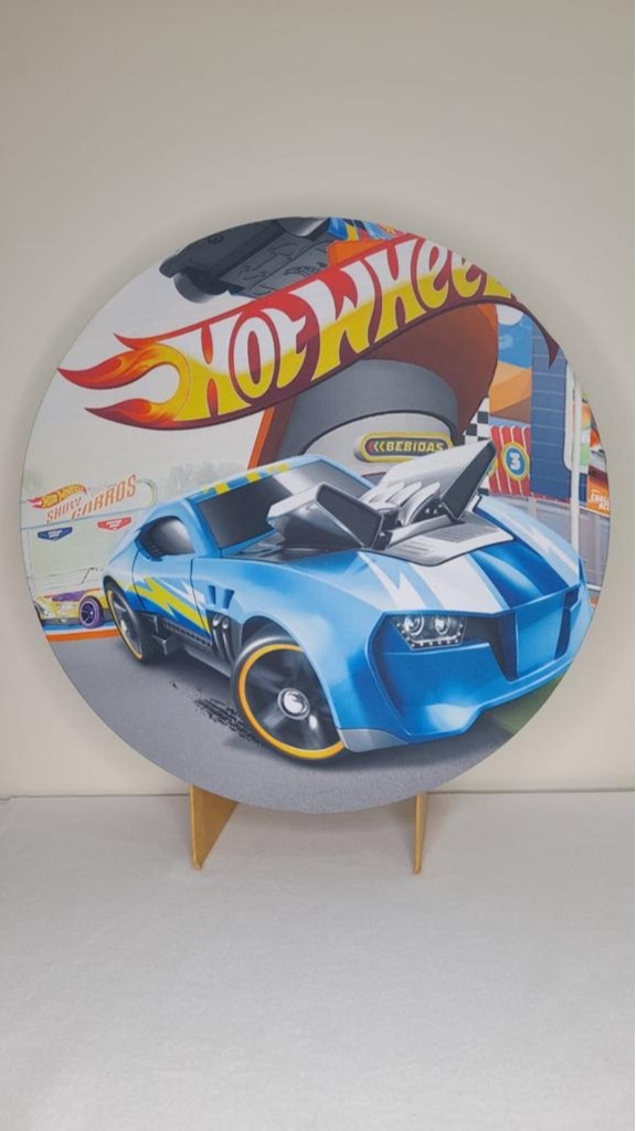 Tecido Painel Redondo 50Cm- Hotwheels - LÊ FESTAS LOCAÇÃO DE 