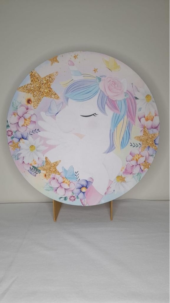 Tecido Painel Redondo 50Cm- Unicornio - LÊ FESTAS LOCAÇÃO DE 