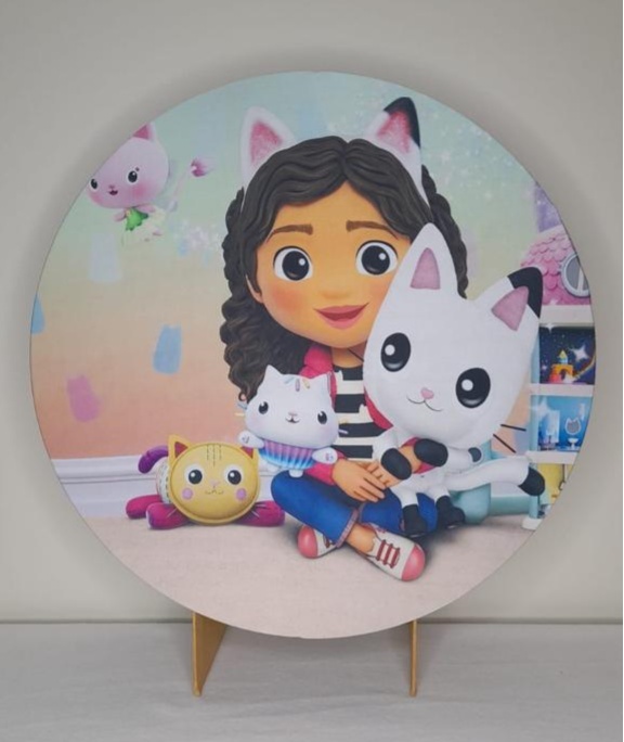 Tecido Painel Redondo 50Cm- Casa Magica da Gaby - LÊ FESTAS LOCAÇÃO DE 