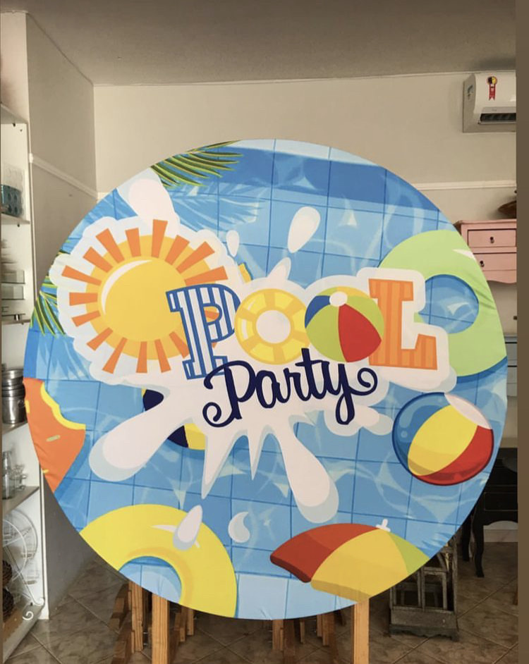 Tecido Painel Redondo Pool Party 1,5M - LÊ FESTAS LOCAÇÃO DE 