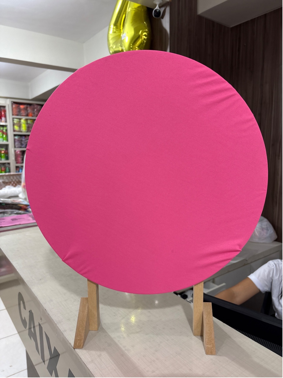 Tecido Painel Redondo 50Cm - Liso Rosa Tutti Frutti - LÊ FESTAS LOCAÇÃO DE 