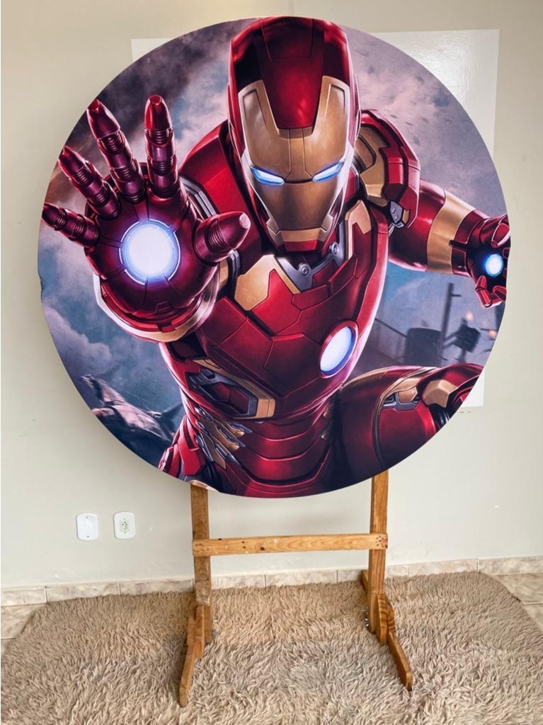 Tecido Painel Redondo 1,5M,- Homem de Ferro - LÊ FESTAS LOCAÇÃO DE 