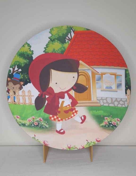 Tecido Painel Redondo 50Cm- Chapeuzinho Vermelho - LÊ FESTAS LOCAÇÃO DE 