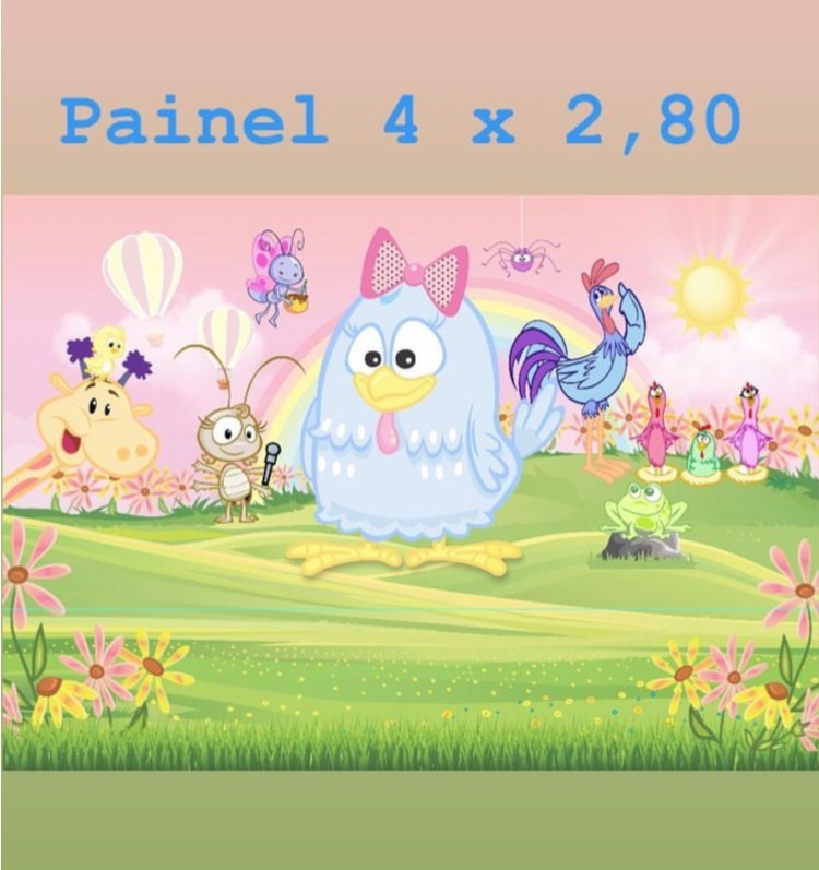 Tecido Painel 4X2,80- Galinha Pintadinha - LÊ FESTAS LOCAÇÃO DE 