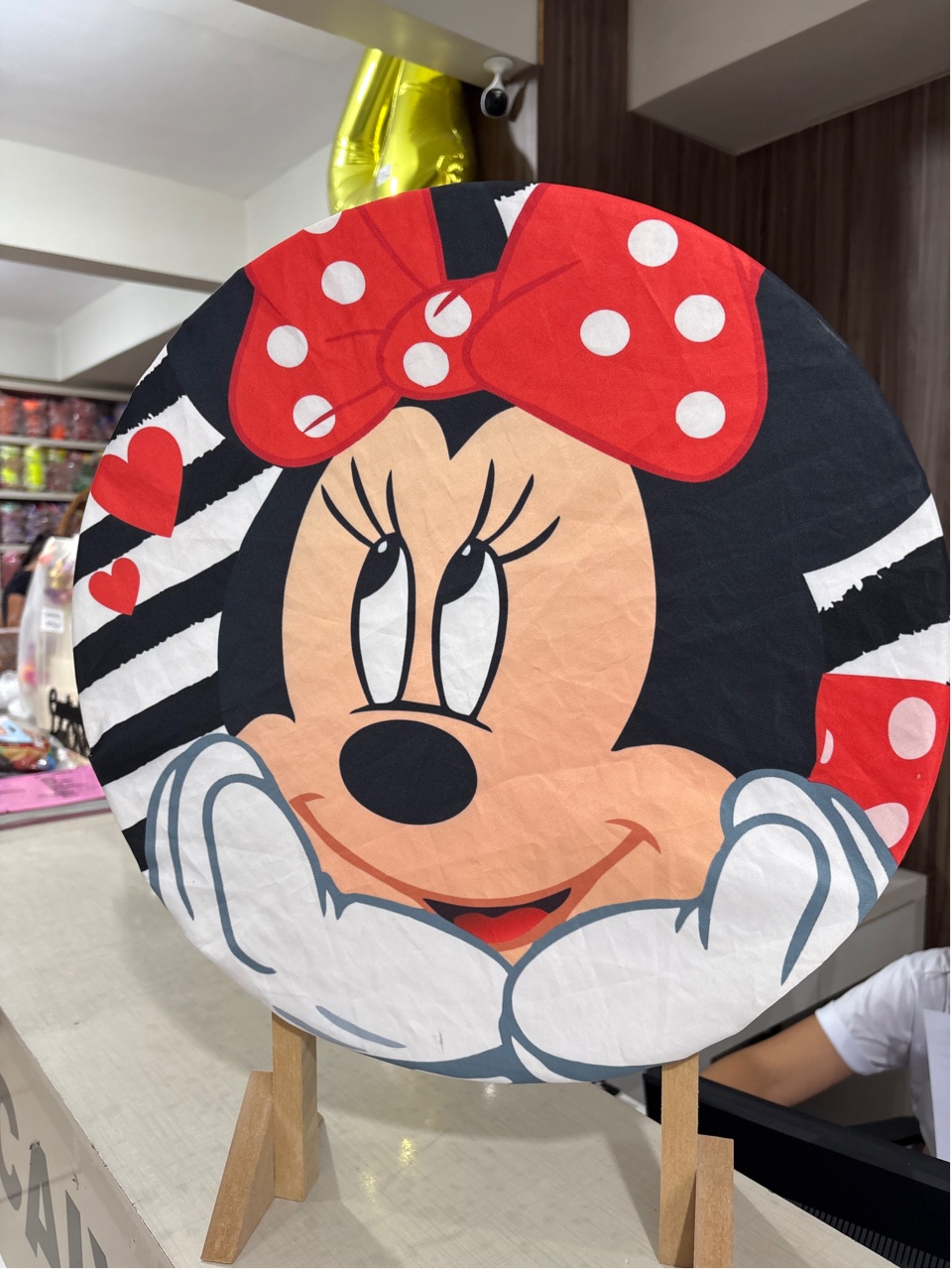 Tecido Painel Redondo 50 Cm Minnie Vermelha - LÊ FESTAS LOCAÇÃO DE 
