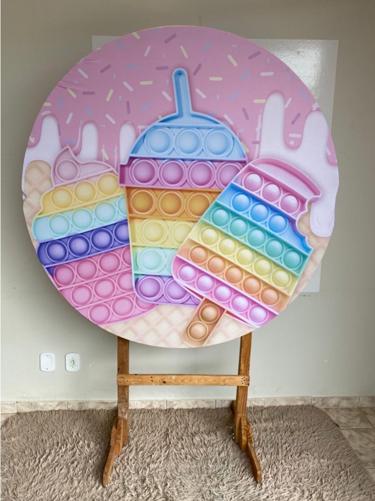 Tecido Painel Redondo 1,5M- Pop It Cand Color - LÊ FESTAS LOCAÇÃO DE 