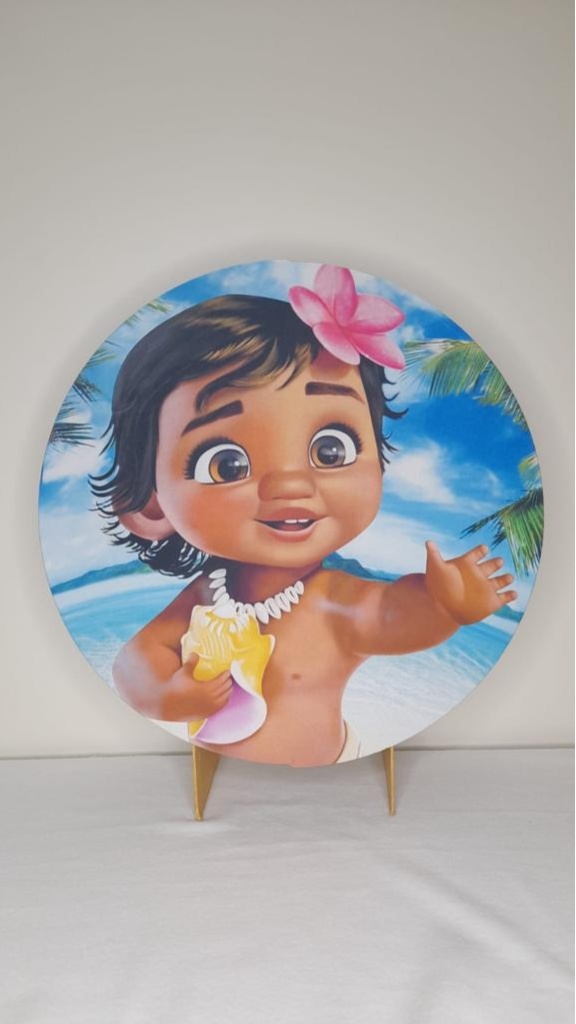 Tecido Painel Redondo 50Cm- Moana Baby - LÊ FESTAS LOCAÇÃO DE 