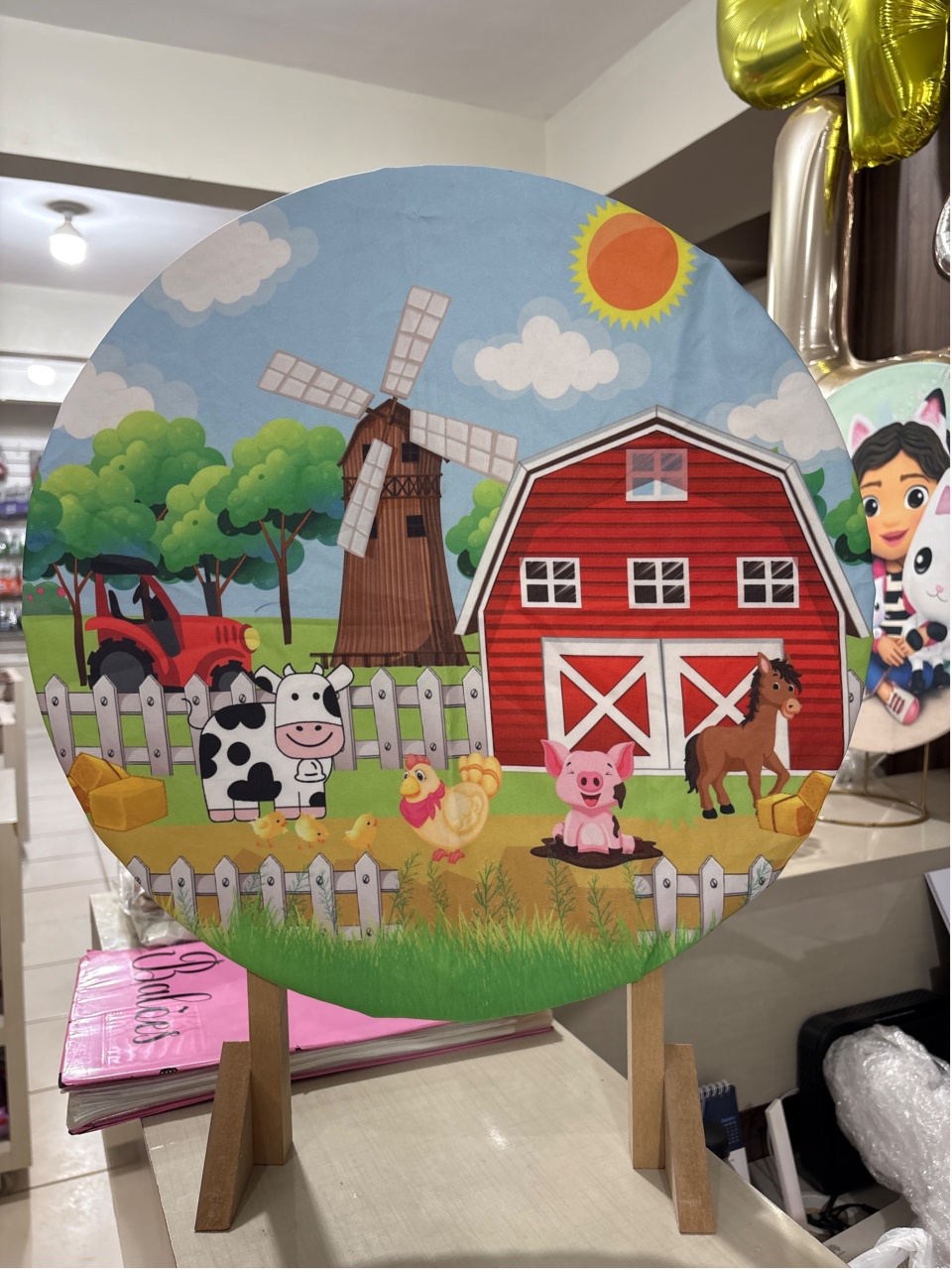 Tecido Painel Redondo 50 Cm Fazendinha - LÊ FESTAS LOCAÇÃO DE 